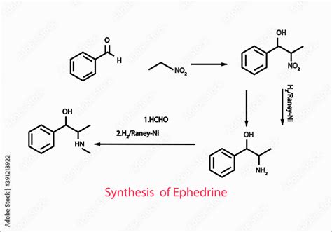 Synthesis of ephedrine chemical reaction structure vector design illustration Stock Vector ...