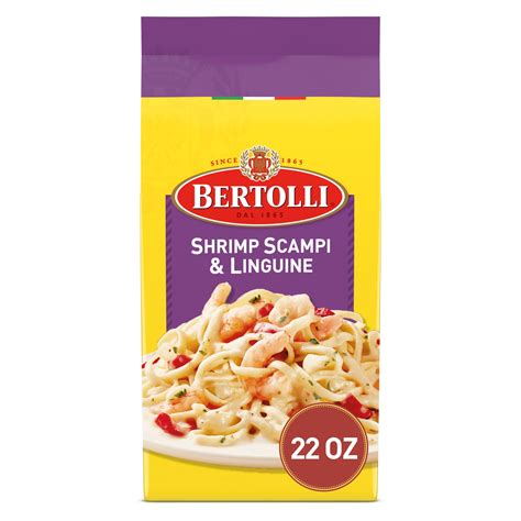 Bertolli Shrimp Scampi Linguine Frozen Meals With Bell Peppers In A