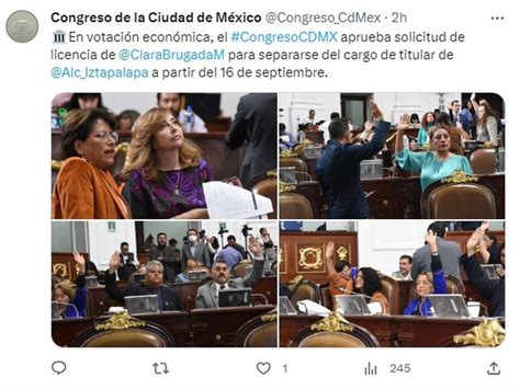 Congreso De Cdmx Aprueba Licencia De Clara Brugada Para Dejar Cargo