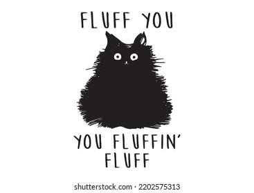 Fluffy Black Cat Drawing Cute Black Stock Vector (Royalty Free) 2202575313 | Shutterstock