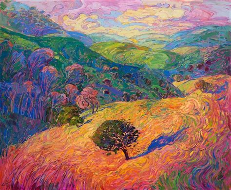 Expressionistic Landscape With Curving Waving Grasses By Erin Hanson