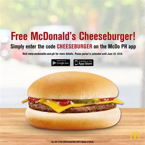 The Food Alphabet And More Free Cheeseburger At Mcdonalds