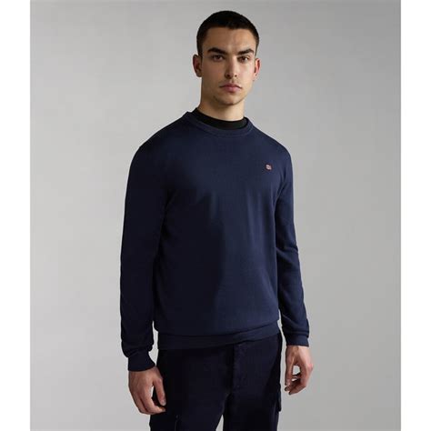 Droz Cotton Jumper With Small Embroidered Logo And Crew Neck Navy Blue Napapijri La Redoute