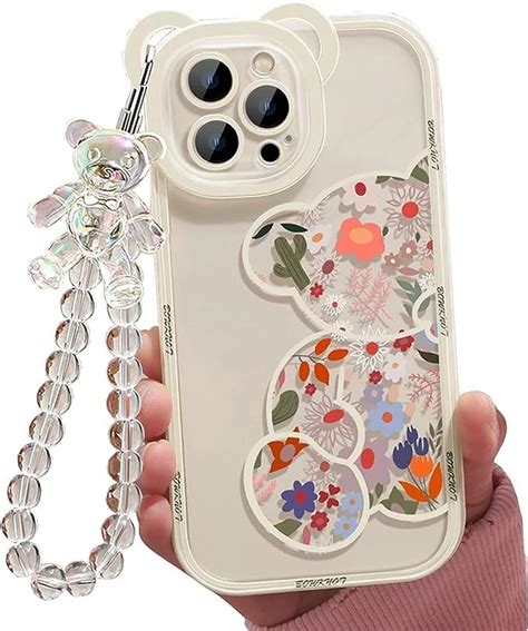 Aitipy Compatible With IPhone 15 Pro Max Case Cute Flowers Floral Bear