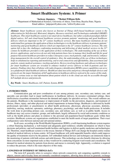 Pdf Smart Healthcare System A Primer