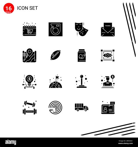 16 Pictogramas vectoriales sólidos y símbolos editables de mapa