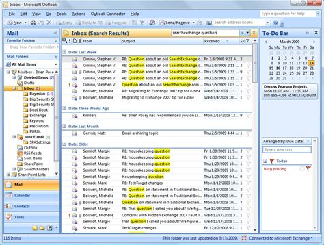 Performing advanced search queries in Microsoft Outlook 2007