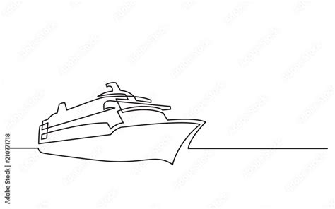 continuous line drawing of cruise ship Stock Vector | Adobe Stock