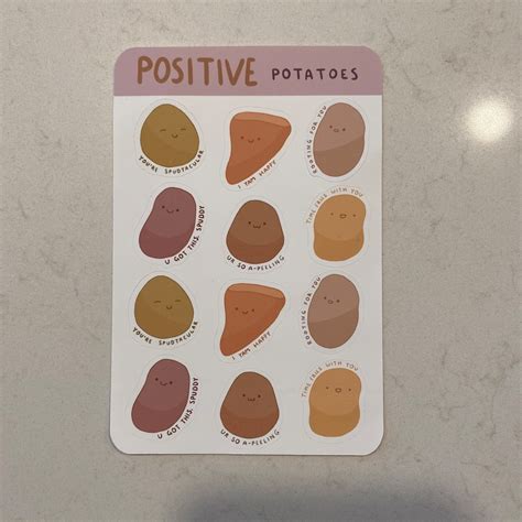 Positive Potato Motivational Sticker Sheet Etsy Israel