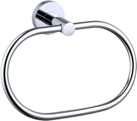 Polished Silver Mm Stainless Steel Oval Towel Ring For Bathroom At