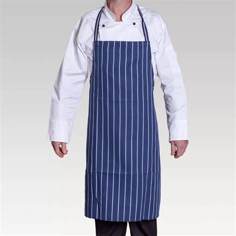 Bib Apron Blue With White Stripes — Hospitality Supply Company