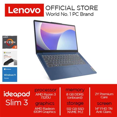 Promo Lenovo IdeaPad Slim 3 14AMN8 Ryzen 3 7320U 8GB 512GB W11 OHS