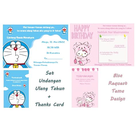 Jual Kartu Undangan Ulang Tahun Anak Plus Thank You Card Ultah Shopee