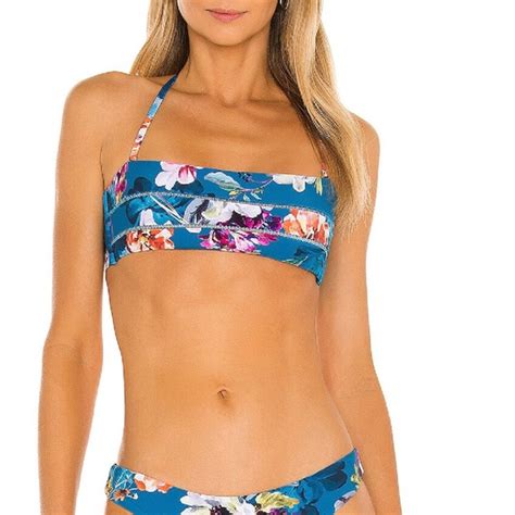 Pilyq Swim Pilyq Amiee Spiritual Bloom Bandeau Bikini Top Small