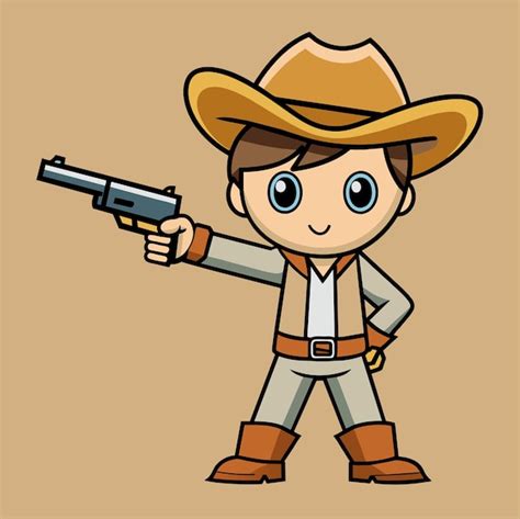 Premium Vector Happy Cow Boy With Gun And Spurs Vector Illustration