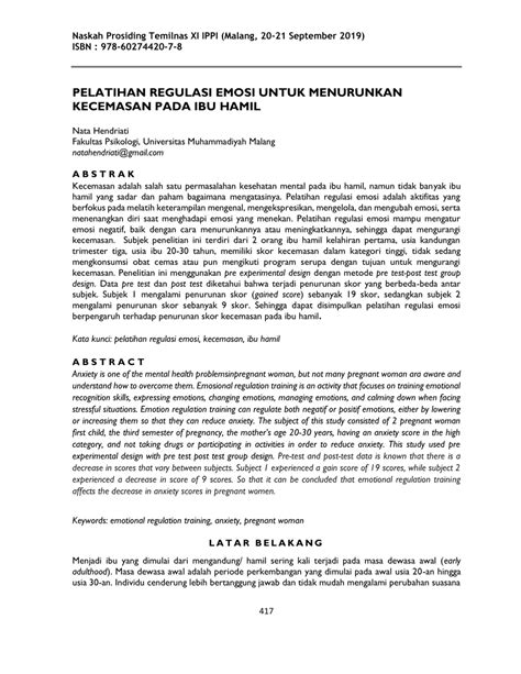 PDF PELATIHAN REGULASI EMOSI UNTUK MENURUNKAN KECEMASAN PADA IBU HAMIL