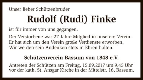 Traueranzeigen Von Rudolf Finke Trauer Kreiszeitung De