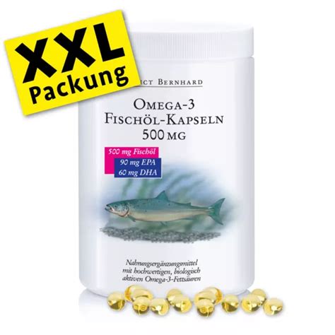 Omega 3 FischÖl Kapseln 500mg 🐟 Lachsöl Vitamin E Epa Dha 1000 Stk 47