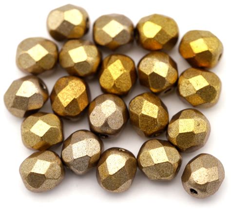 20pc 6mm Czech Fire Polished Glass Faceted Round Beads Multi Metallic Mix Bead Box Bargains