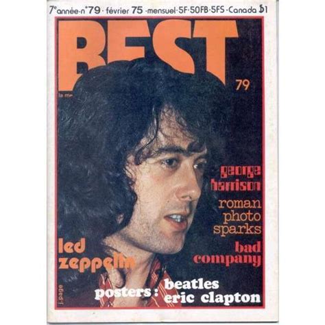 Best N79 Feb 1975 French 1975 Jimmy Page Front Cover Magazine By