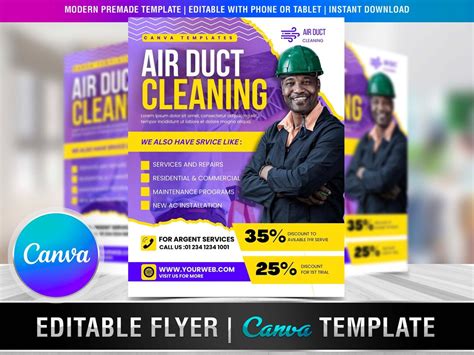 Air Duct Cleaning Flyer Diy Editable Canva Template Printable Social