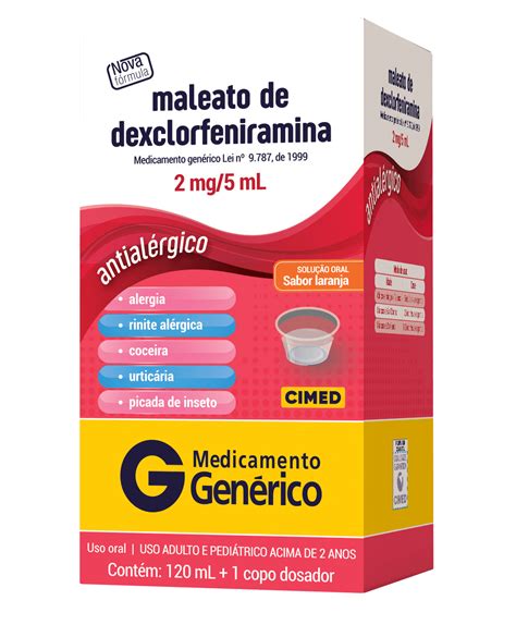 Maleato De Dexclorfeniramina 2mg Xarope 120ml Generico Cimed Pague Menos