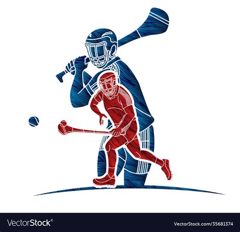 Hurling Sport Players Royalty Free Vector Image