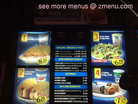 Online Menu Of Skyline Chili Restaurant Cincinnati Ohio 45215 Zmenu