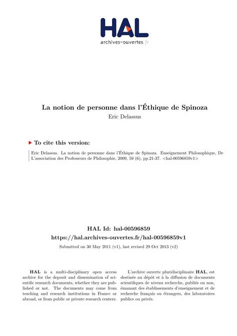 PDF La notion de personne dans l Éthique de Spinoza 1 La notion de