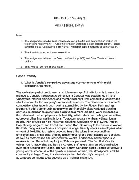 Mini Assignment Gms Gms Dr Vik Singh Mini Assignment Note