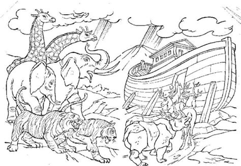 Noah Ark With Color Coloring Pages