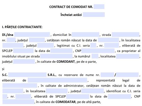 Model Contract De Comodat Sediu Social