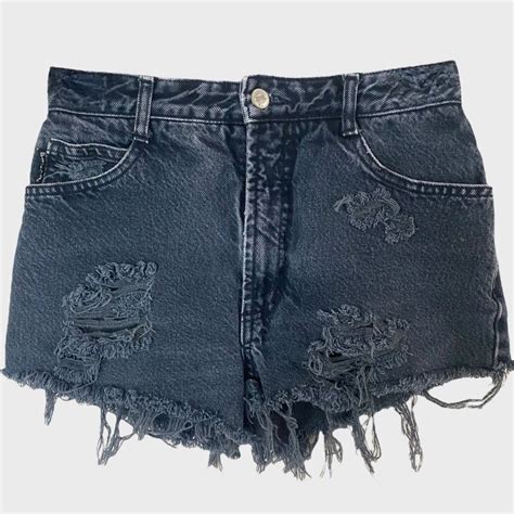 Vintage Bongo Jean Shorts Womens Black Wash Distres Gem