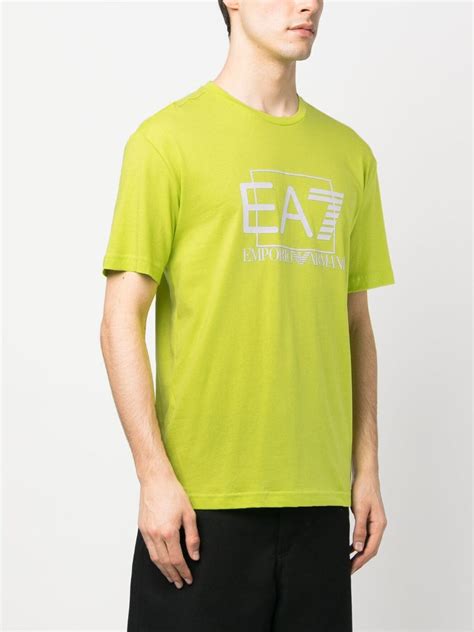 Ea7 Emporio Armani Logo Print Cotton T Shirt Farfetch