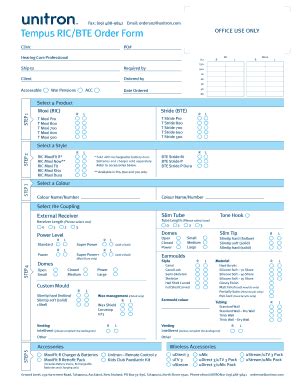 Fillable Online Tempus Ric Bte Order Form Unitron Fax Email Print