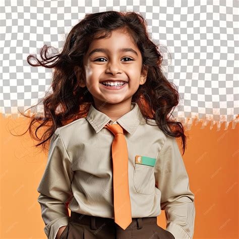 Premium Psd Enthusiastic South Asian Preschooler Csr Pose Wavy Hair