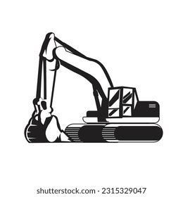 Excavator Black Cover White Background Stock Vector (Royalty Free ...