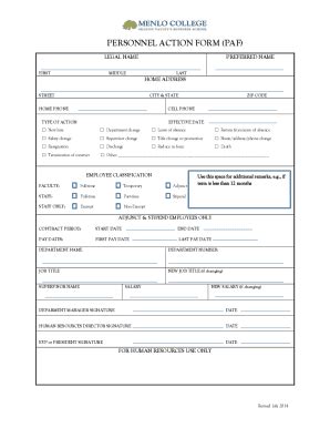 Fillable Online Personnel Action Form Fillable Docx Fax Email Print