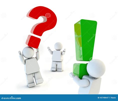 Questions And Answers Illustration With 3d People On White Stock