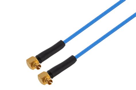 Mini Smp Female Right Angle To Mini Smp Female Right Angle Cable Using Pe P047 Coax With Heatshrink