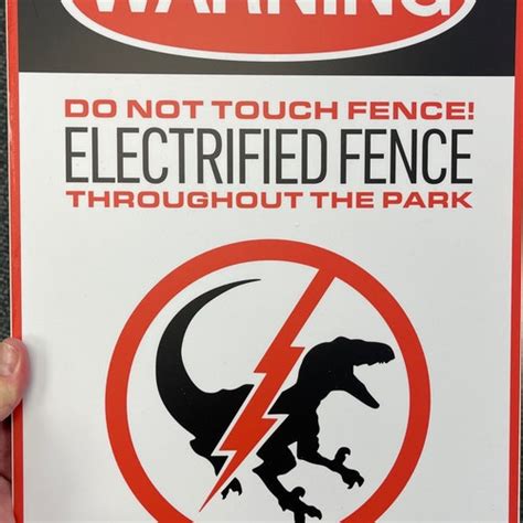 Jurassic Park Sign Electric Fence Warning 1993 Etsy