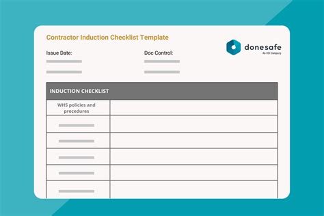 Sample Contractor Induction Checklist Template Hsi Donesafe