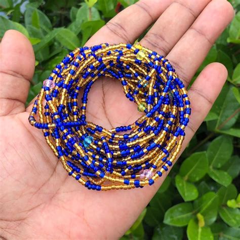 African Waist Chain Belly Beads Ghana Waist Beads Royal Blue Etsy