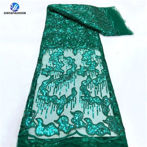 Sinya Nigeria Green African French Net Tulle Lace Fabric High