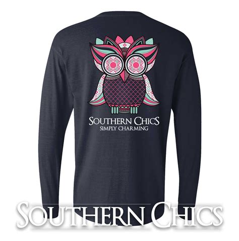 Sale Southern Chics Charming Comfort Colors Preppy Owl Bow Girlie Long