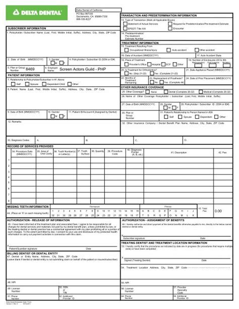 Delta Dental Printable Claim Form Printable Forms Free Online