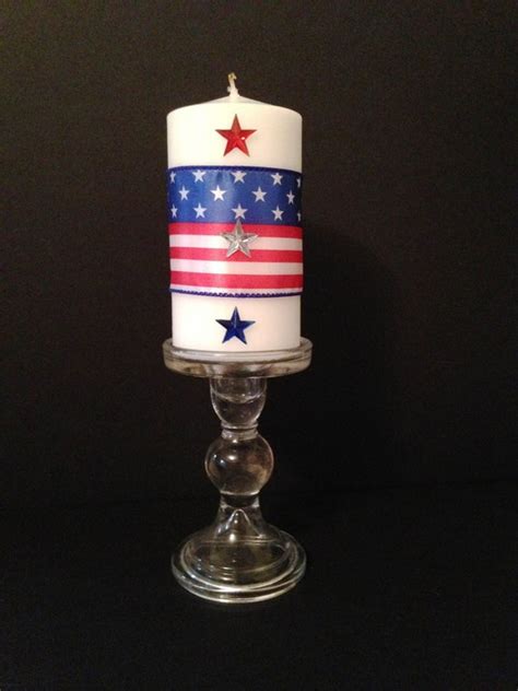 Patriotic Unscented Candle American Flag By Creativeglassbybecky