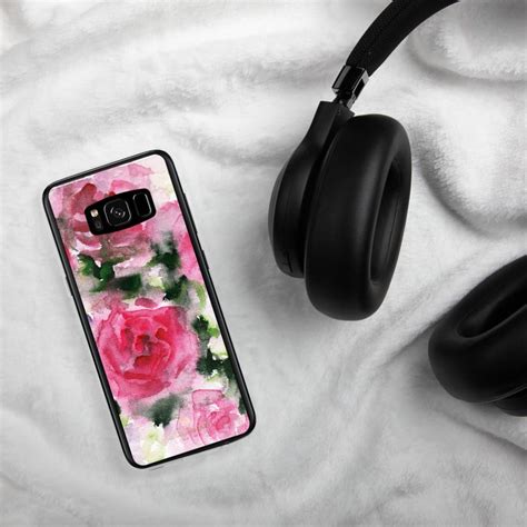 Pink Rose Floral Print Samsung Case Flower Print Sleek Chic Samsung Case Printed In Usa