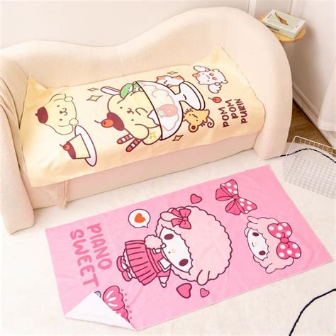 Kawaii Anime My Melody Cinnamoroll Kuromi Sanrioed Cute Cartoon Home Thickened Bath Towel Girl