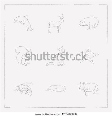 Set Alive Icons Line Style Symbols Stock Illustration 1205983888